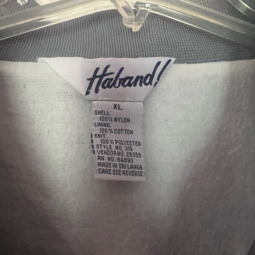 Haband Varsity Jacket with Striped Trim Men's XL Gray and White EUC - Picture 2 of 5